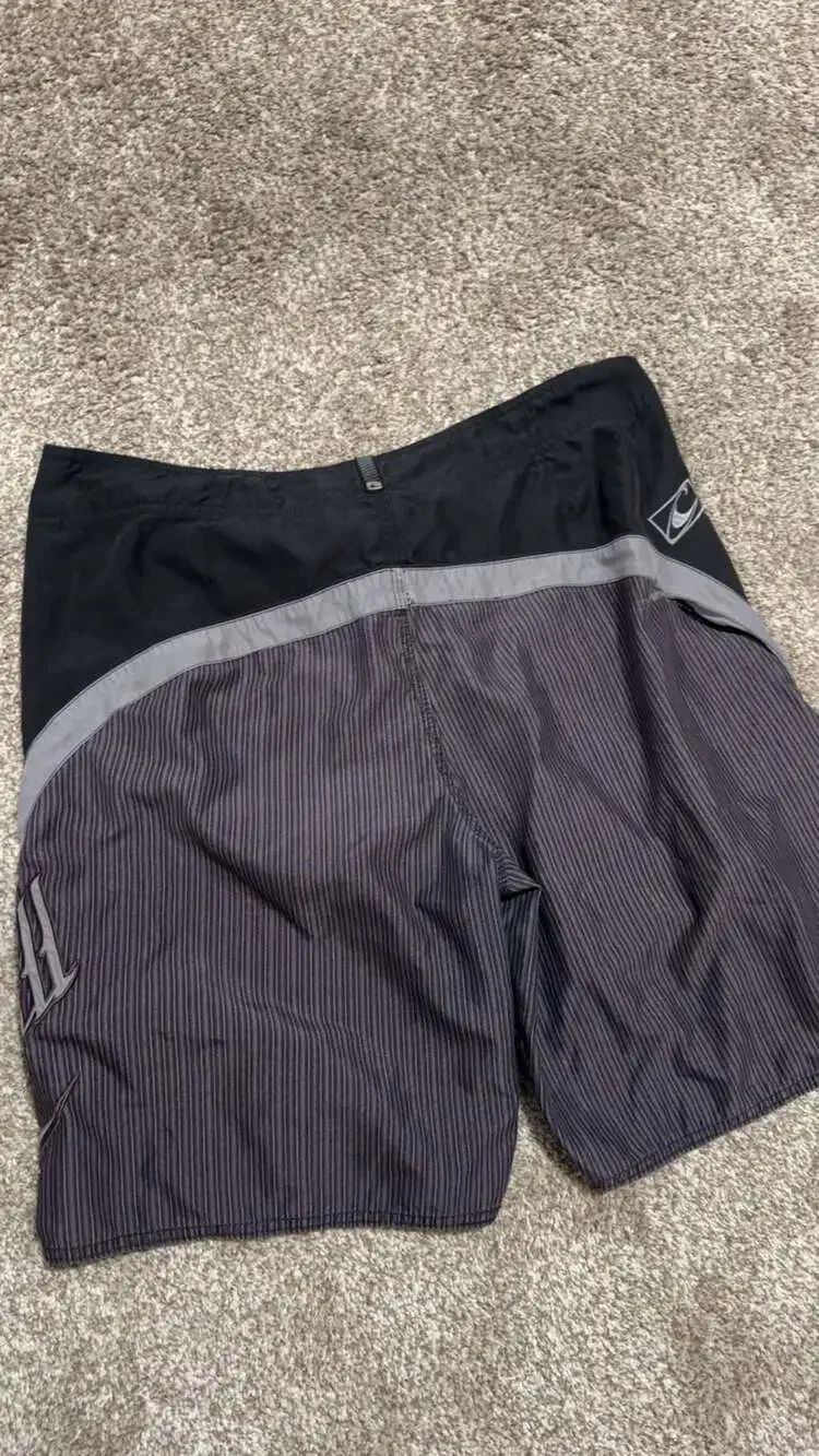 Y2K O'Neill Pinstripe Boardshorts Surf Trunks Black Gray Size 36